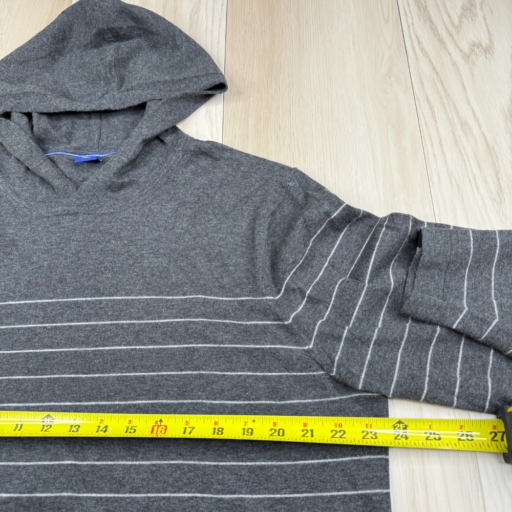 FJ 1857 Mens Gray Classic Stripped Long Sleeve Cashmere Pullover Hoodie Size XL - Picture 6 of 8